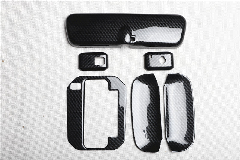 RHD 18-25 Jimny JB64 Interior Modification Carbon Fiber Pattern Rearview Mirror Cover Gear Shift Knob Trim