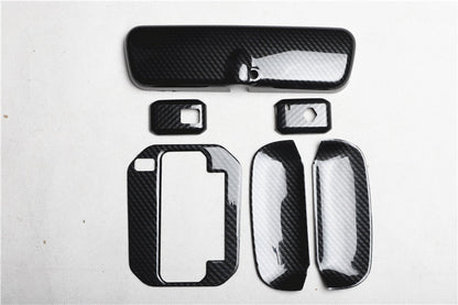 RHD 18-25 Jimny JB64 Interior Modification Carbon Fiber Pattern Rearview Mirror Cover Gear Shift Knob Trim