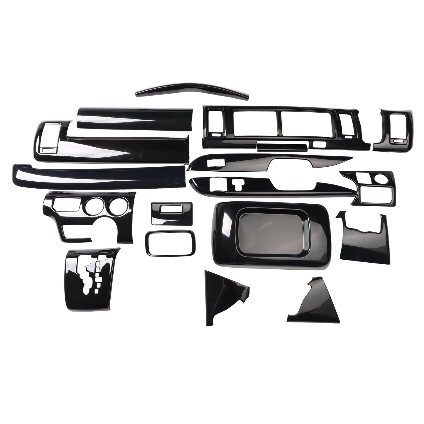 RHD 2014-2015 Toyota Hiace 200 Series Interior Modification Carbon Fiber Pattern Dashboard, Air Conditioning, and Gear Shift Trim