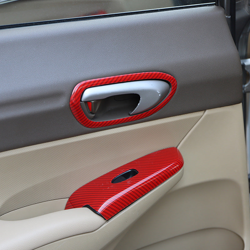 RHD 2004-2011 8th Generation Civic Carbon Fiber and Rosewood Window Lift Panel Interior Trim Decal