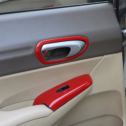 RHD 2004-2011 8th Generation Civic Carbon Fiber and Rosewood Window Lift Panel Interior Trim Decal