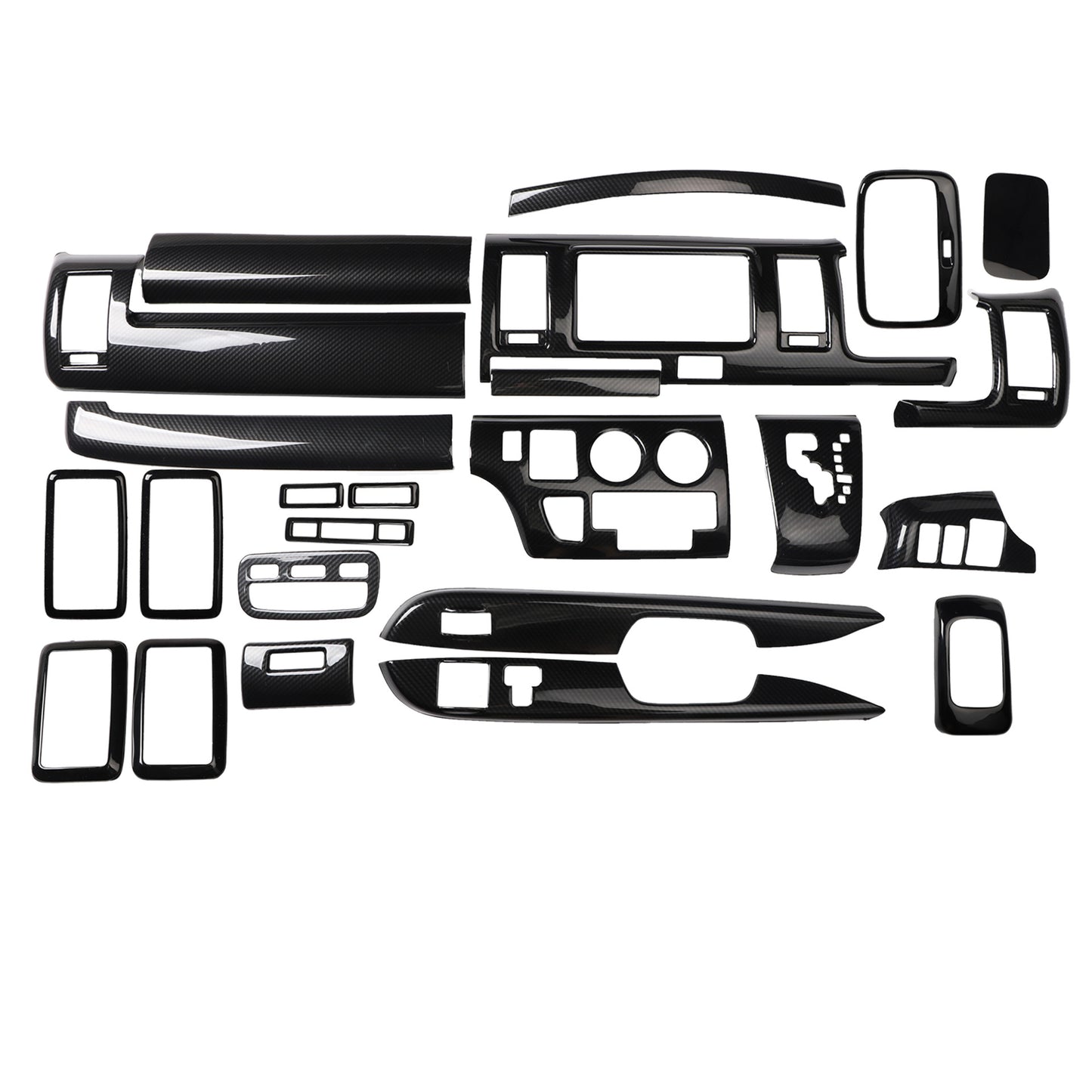 RHD 05-13 Toyota Hiace 200 Series Interior Modification Peach Wood Carbon Fiber Pattern Dashboard and Instrument Panel Trim