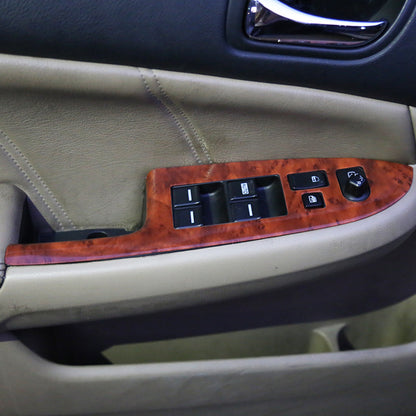 RHD 04-07 Honda Accord 7th Generation Interior Modification Peach Wood Carbon Fiber Pattern Heated Gear Shift Knob Frame & Storage Lid Trim