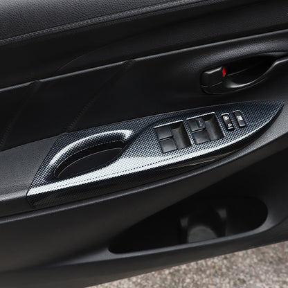 RHD 16-21 Toyota Vitz/Yaris Interior Modification Carbon Fiber Pattern Window Switch Panel Trim