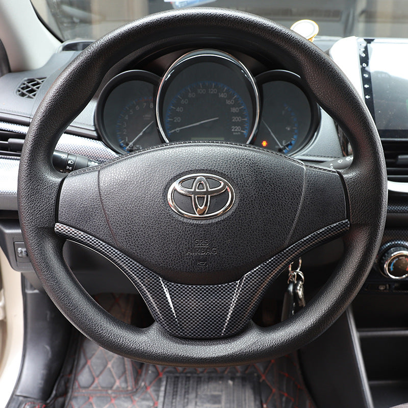 RHD 2014-2015 Toyota Vios Carbon Fiber Steering Wheel Interior Trim Cover