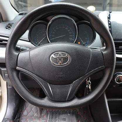 RHD 2014-2015 Toyota Vios Carbon Fiber Steering Wheel Interior Trim Cover
