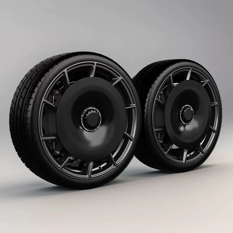 Full & MiniAero Wheel Covers Compatible with Audi Models (18–20 in) – UV-Printed Full Wheel Cover – Black Accent Ring – Set of 4