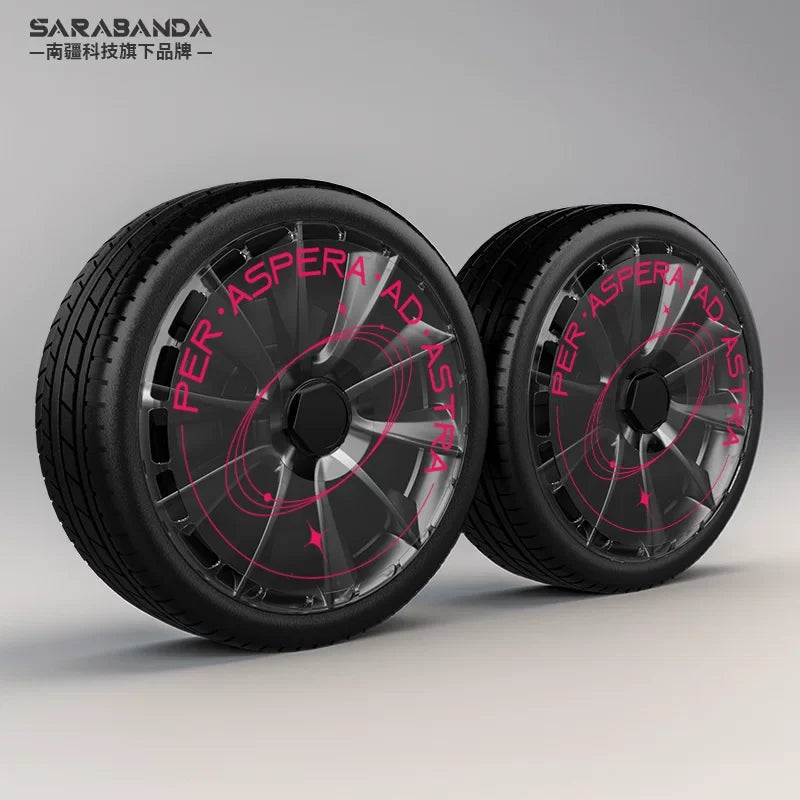 Full & MiniAero Wheel Covers Compatible with Audi Models (18–20 in) – UV-Printed Full Wheel Cover – Solid Black – Set of 4