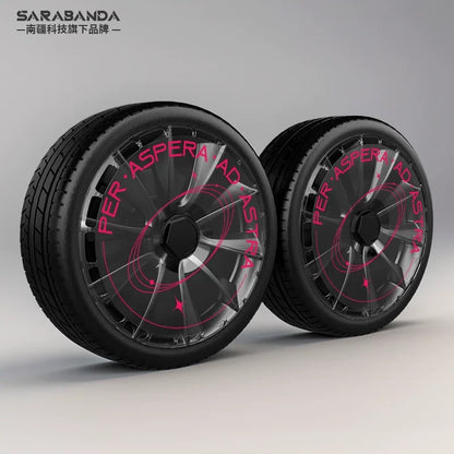 Full & MiniAero Wheel Covers Compatible with Audi Models (18–20 in) – UV-Printed Full Wheel Cover – Solid Black – Set of 4