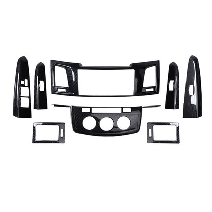 RHD 12-15 Toyota VIGO Hilux Interior Upgrade Peach Wood Carbon Fiber Pattern Steering Wheel Navigation Trim