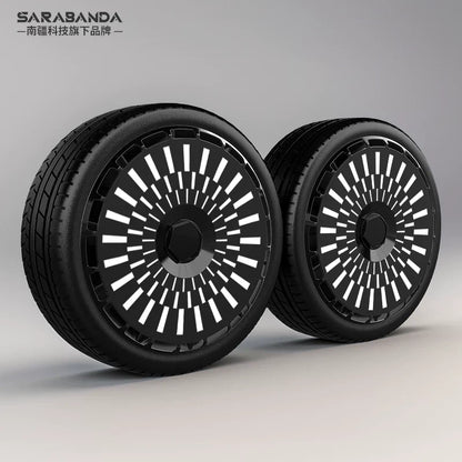 Full & MiniAero Wheel Covers Compatible with Audi Models (18–20 in) – MiniAero Partial Wheel Cover – Solid Black – Set of 2