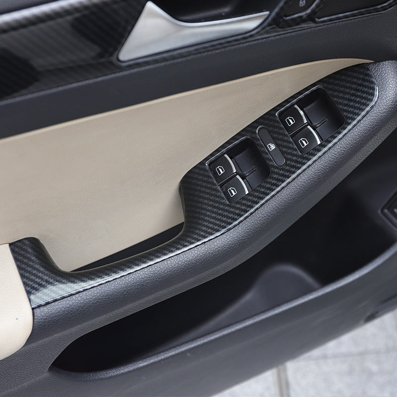 RHD 12-14 Right-Hand Drive Jetta Interior Modification Carbon Fiber Pattern Power Window Handles with Rosewood Trim