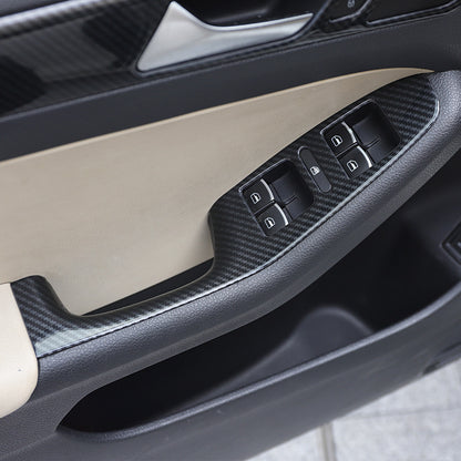 RHD 12-14 Right-Hand Drive Jetta Interior Modification Carbon Fiber Pattern Power Window Handles with Rosewood Trim