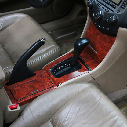 RHD 04-07 Honda Accord 7th Generation Interior Modification Peach Wood Carbon Fiber Pattern Heated Gear Shift Knob Frame & Storage Lid Trim