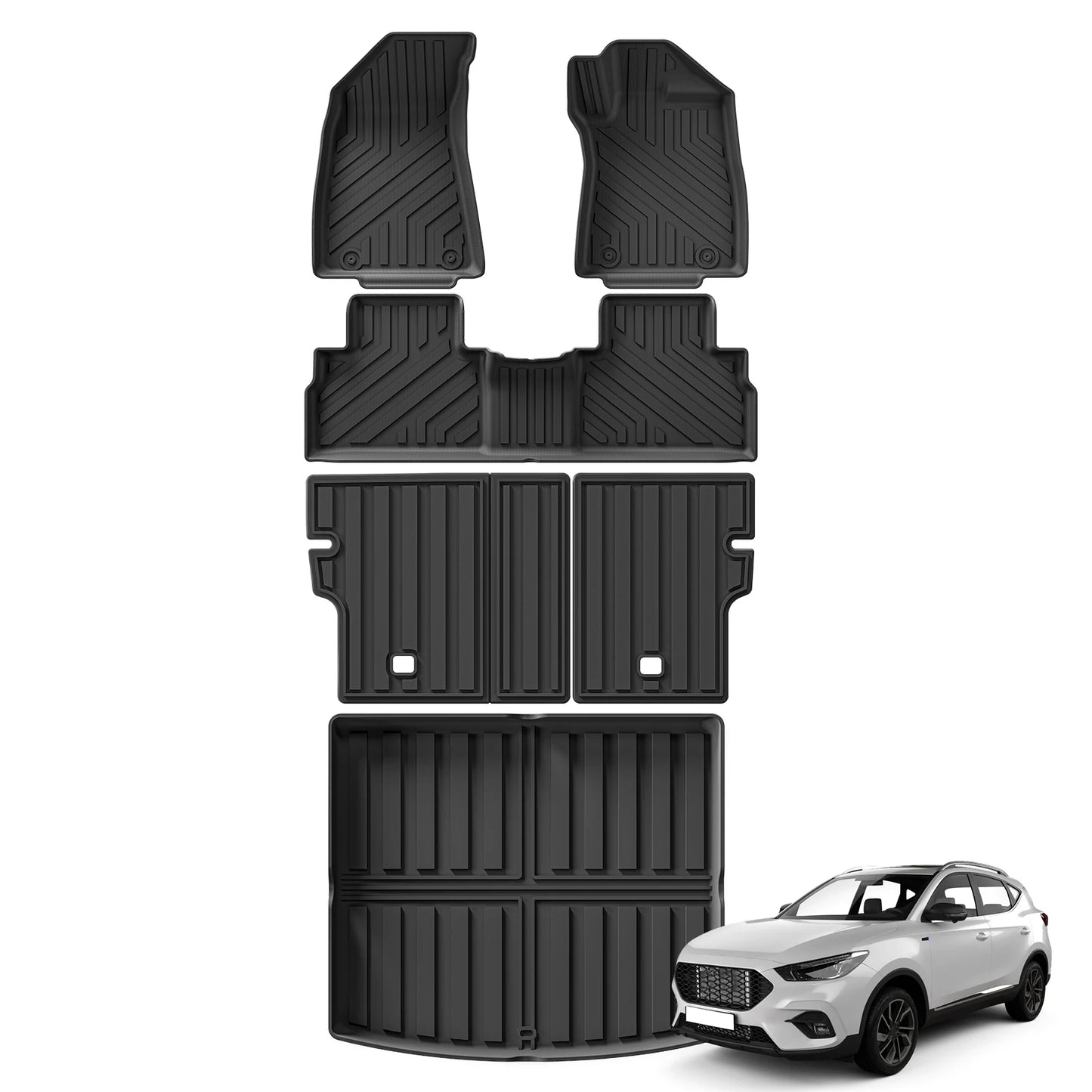 RHD for MG ZS EV 2023 2024 2025 TPE 3D Car Floor Mats Cargo Liner Pad Waterproof All Weather Accessories Black