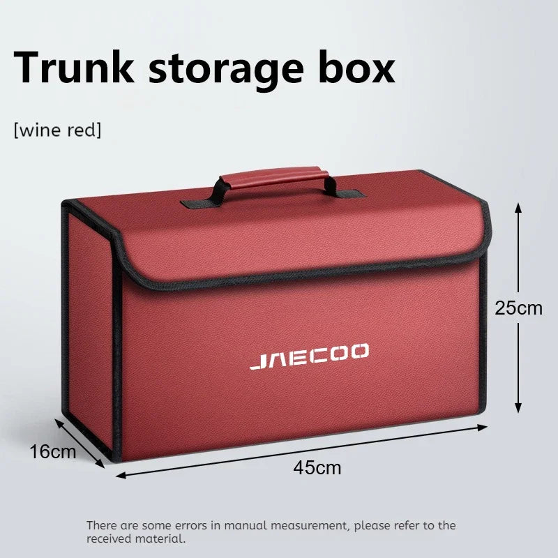 NEW Car Leather Trunk Storage Box Foldable Carbon Fiber For JAECOO OMODA J7 J8 JAECOO J5 J9 Organizer Bag Interior Accessories
