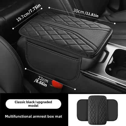 1 piece of PU leather car armrest box pad with side storage bag, fashionable armrest box pad for interior accessories
