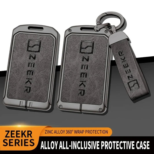 Zinc Alloy+Leather TPU Car Smart  Card Slice Remote Key Bag For ZEEKR 001 009