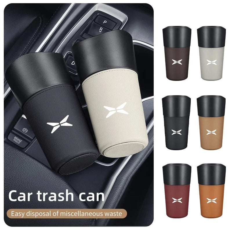 Car Trash Can Mini Leather Wather Cup Sink Organizer For Xpeng P7 G3 G3i G9 P5 X2 N5 F30 H93 Beta 2019 2020 2021 Accessories