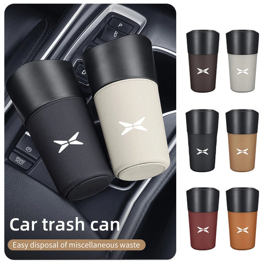 Car Trash Can Mini Leather Wather Cup Sink Organizer For Xpeng P7 G3 G3i G9 P5 X2 N5 F30 H93 Beta 2019 2020 2021 Accessories