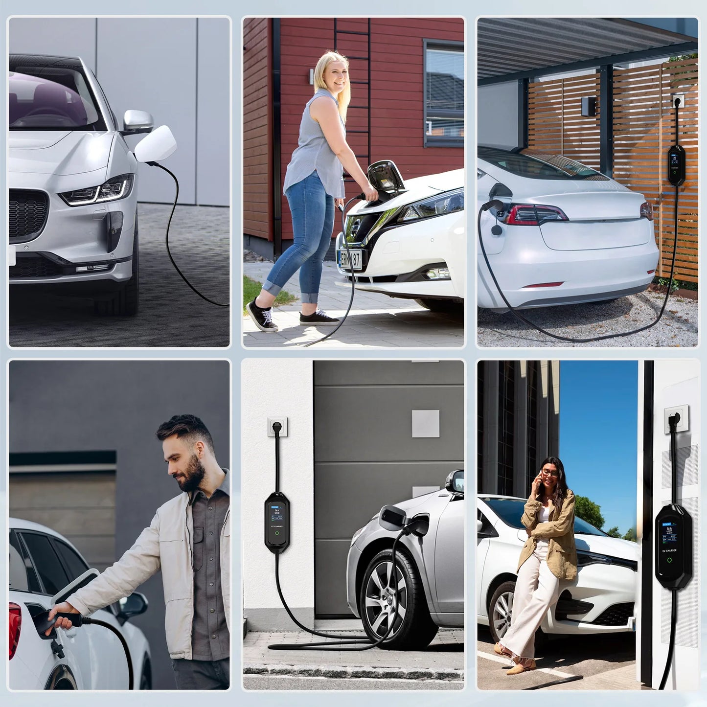 3600W Portable Type2 IEC62196-2 EV Charger Type1 SAE J1772 Electric Car Charger GBT EVSE Charging Cable Wallbox EU Plug