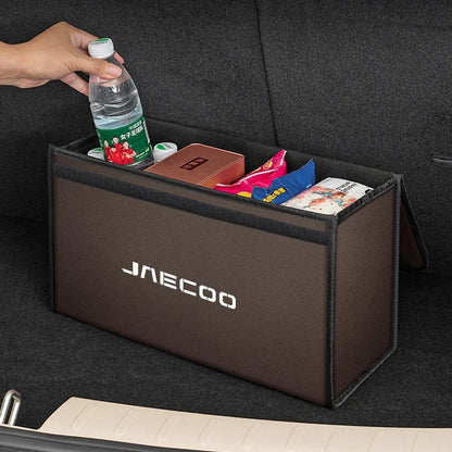 NEW Car Leather Trunk Storage Box Foldable Carbon Fiber For JAECOO OMODA J7 J8 JAECOO J5 J9 Organizer Bag Interior Accessories