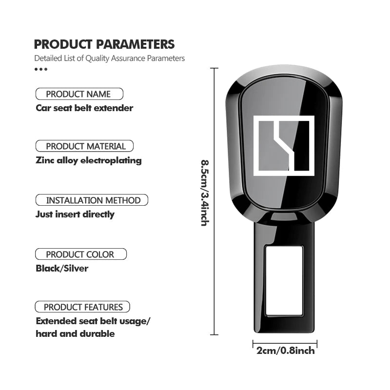 Car Seat Belt Extension Plug Buckle Clip Adjustable Extender For Zeekr 001 009 X
