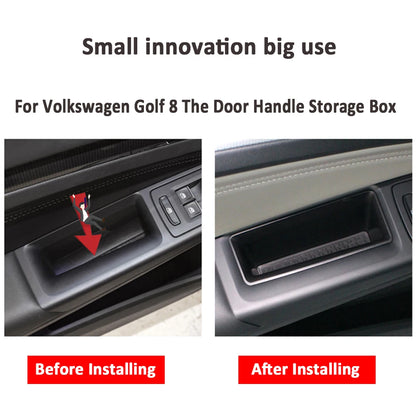 2Pcs Car Side Door Armrest Handle Storage Box for Volkswagen VW Golf 8 MK8 2020 2021 R Gti Gte Container Organizer Accessories