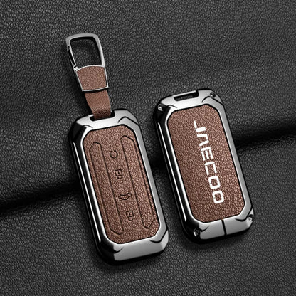 Car Zinc Alloy Leather Key Case Cover Holder For Chery Jaecoo J5 J7