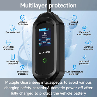 3600W Portable Type2 IEC62196-2 EV Charger Type1 SAE J1772 Electric Car Charger GBT EVSE Charging Cable Wallbox EU Plug