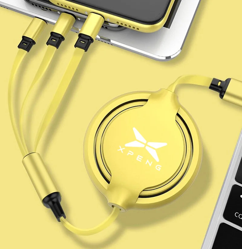 Car 100w Fast Charging Data Cable Scalable 3 In 1 Phone Charger USB Type C for Xpeng