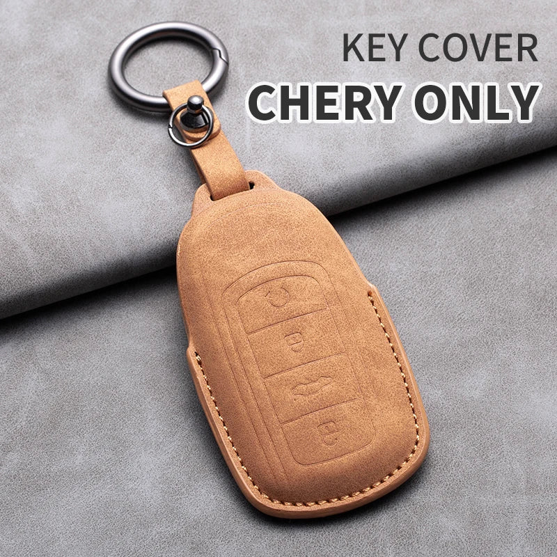 For Chery Jaecoo 7 J7 J8 phev 2025 2024 2023 Leather Car Key Cover Case Shell Protector Bag Keychain Keyring Car Accessories
