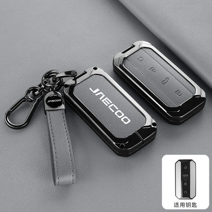 Car Zinc Alloy Leather Remote Key Cover Case Chain For Chery Jaecoo J5 J7 2025 Interior Accessories Key Protective Shell