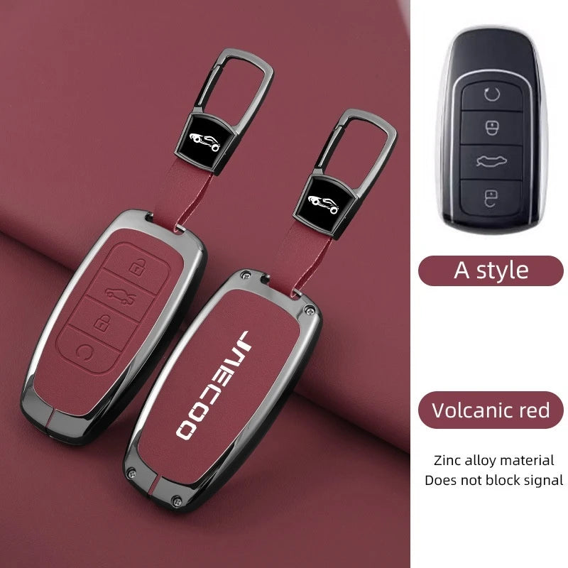 For Omoda JAECOO J7 2025 2024 Car Remote Control Key Case Cover Zinc Alloy Leather Protector Auto Keychain Accessories
