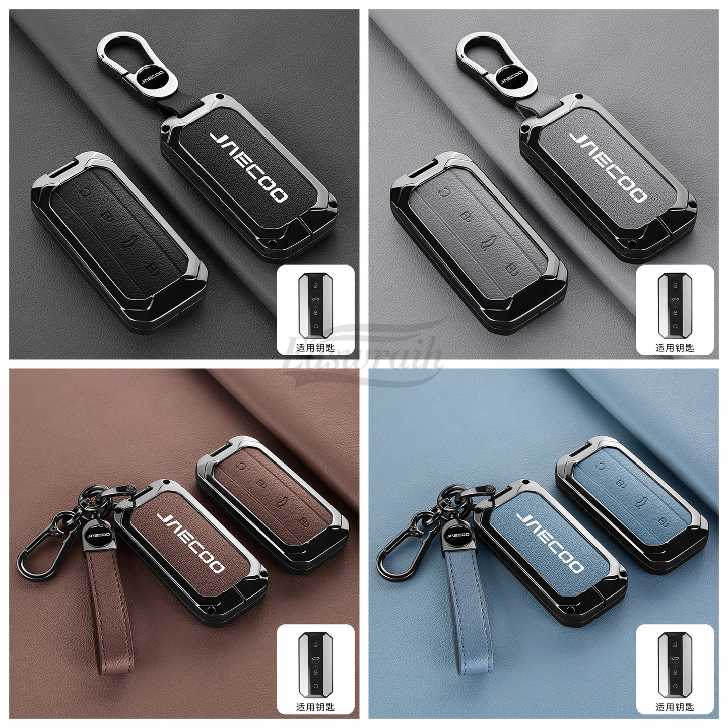 Car Zinc Alloy Leather Remote Key Cover Case Chain For Chery Jaecoo J5 J7 2025 Interior Accessories Key Protective Shell