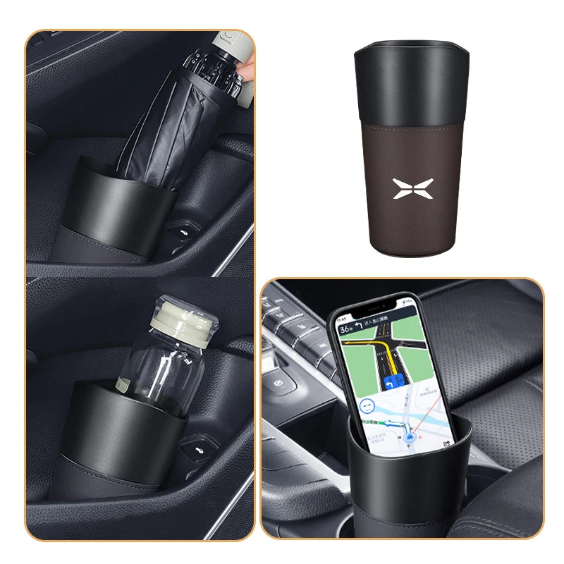 Car Trash Can Mini Leather Wather Cup Sink Organizer For Xpeng P7 G3 G3i G9 P5 X2 N5 F30 H93 Beta 2019 2020 2021 Accessories