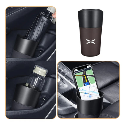 Car Trash Can Mini Leather Wather Cup Sink Organizer For Xpeng P7 G3 G3i G9 P5 X2 N5 F30 H93 Beta 2019 2020 2021 Accessories