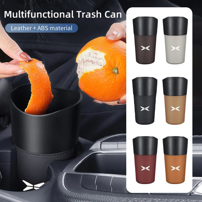 Car Trash Can Mini Leather Wather Cup Sink Organizer For Xpeng P7 G3 G3i G9 P5 X2 N5 F30 H93 Beta 2019 2020 2021 Accessories