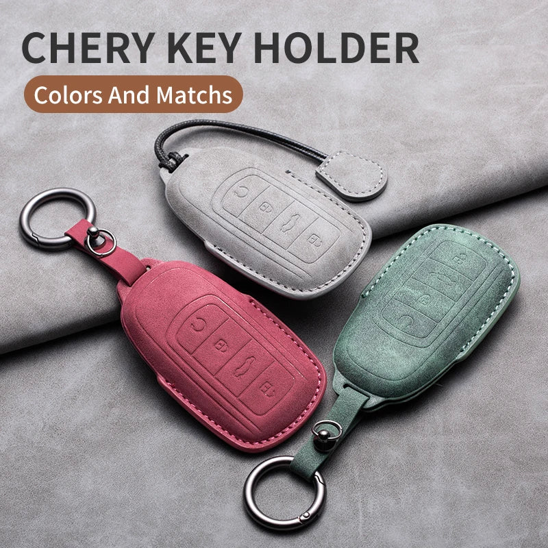 For Chery Jaecoo 7 J7 J8 phev 2025 2024 2023 Leather Car Key Cover Case Shell Protector Bag Keychain Keyring Car Accessories