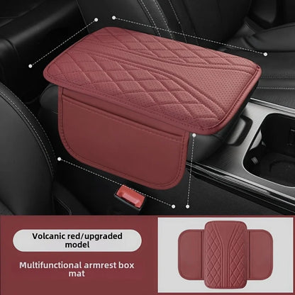 1 piece of PU leather car armrest box pad with side storage bag, fashionable armrest box pad for interior accessories