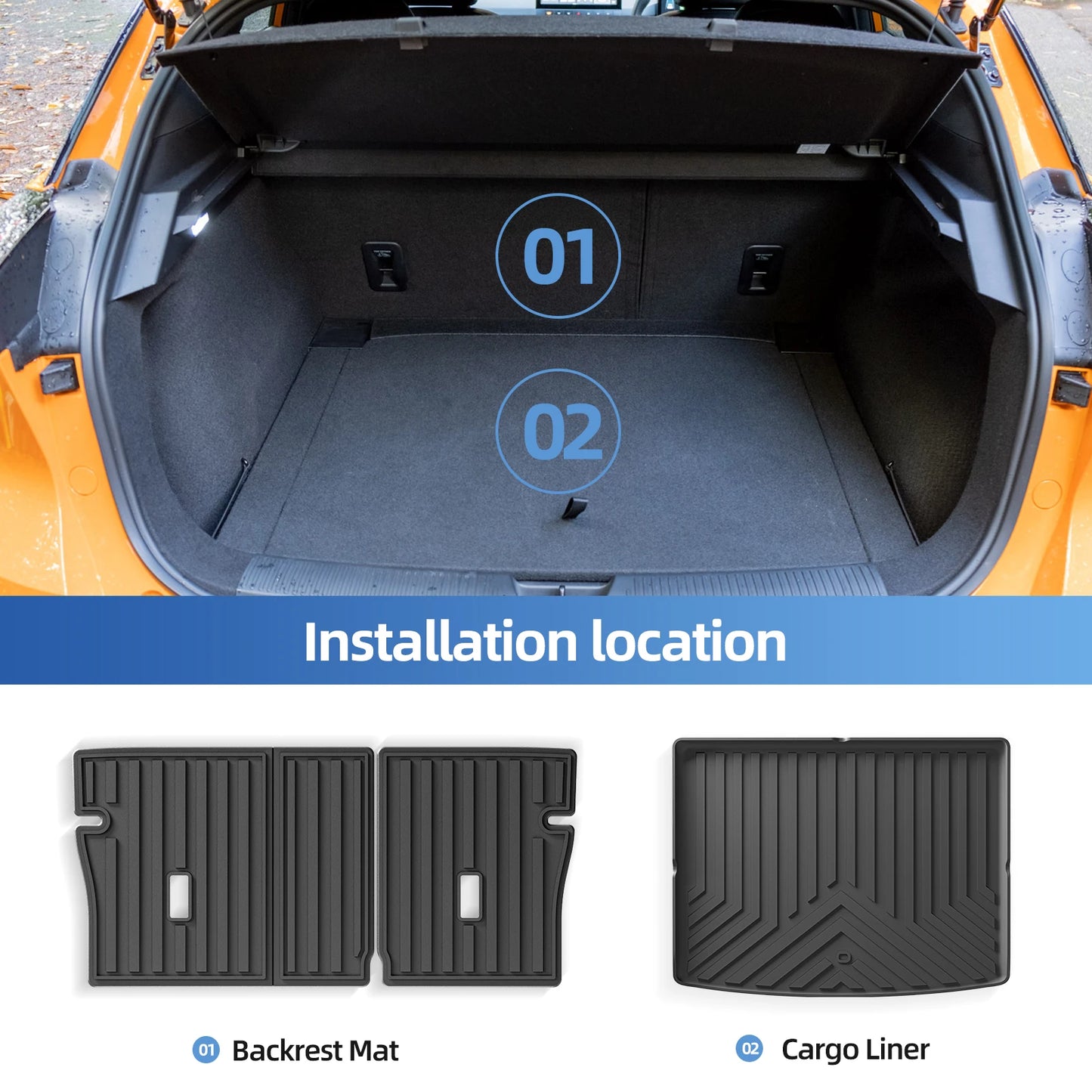 for MG 4 MG4 EV 2022-2024 TPE 3D Car Cargo Liner Trunk Pad Black All Weather Waterproof Accessories Left Wheel Drivet