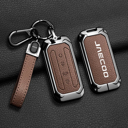 Car Zinc Alloy Leather Key Case Cover Holder For Chery Jaecoo J5 J7