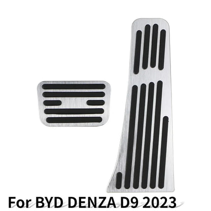 For BYD DENZA D9 2023-2025 AT Car Pedals Stainless Steel Accelerator Pedal Brake Pad No Drill Cover Anti Skid Pads Parts