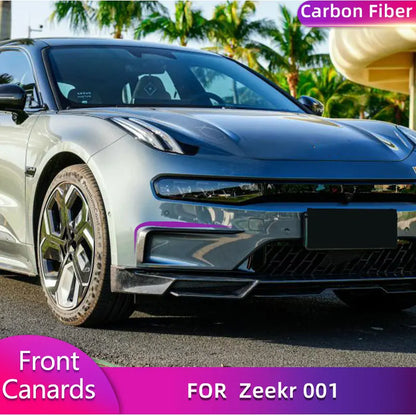 Carbon Fiber Car Front Bumper Canards Air Vent Cover Trims Splitters For Zeekr 001 2021-2023.