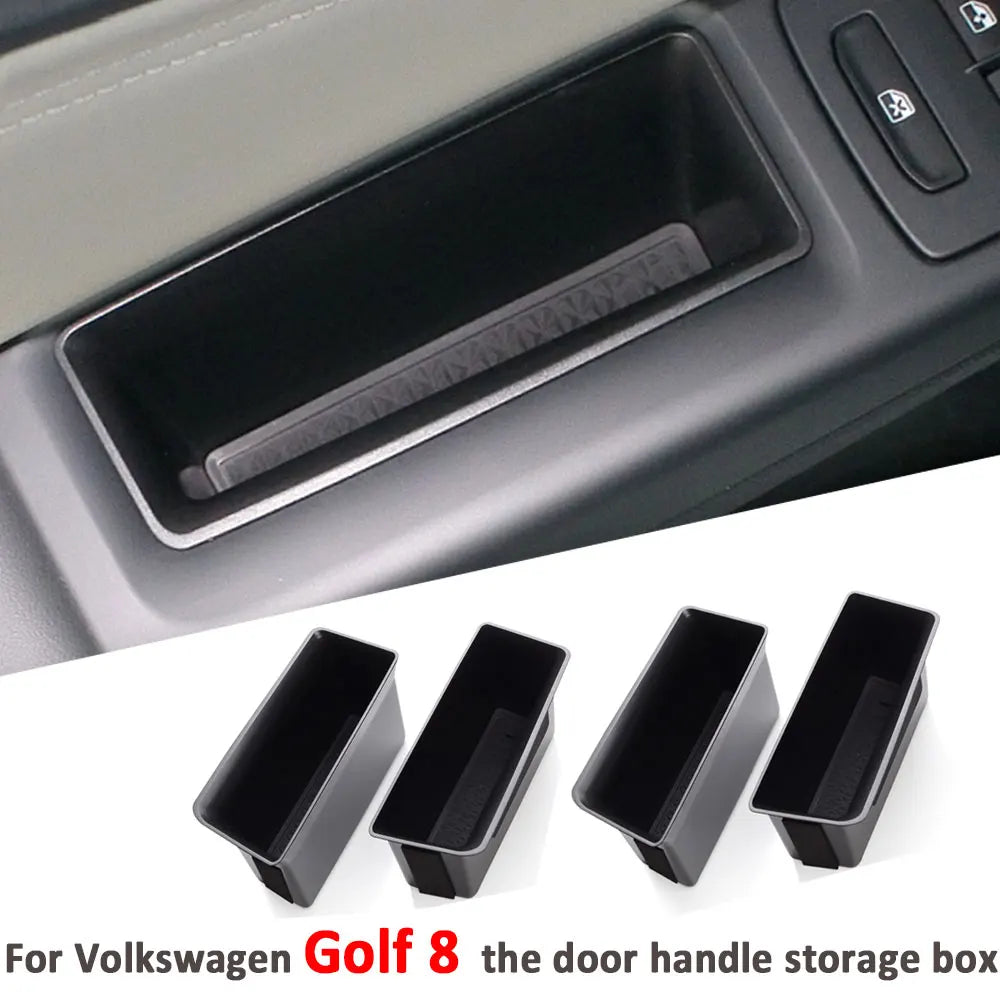 2Pcs Car Side Door Armrest Handle Storage Box for Volkswagen VW Golf 8 MK8 2020 2021 R Gti Gte Container Organizer Accessories
