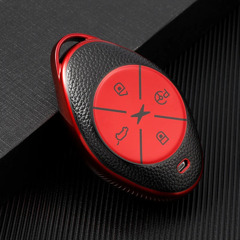 Leather TPU Car Key Fob Case Cover Protector for Xpeng G3  P7
