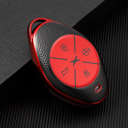 Leather TPU Car Key Fob Case Cover Protector for Xpeng G3  P7