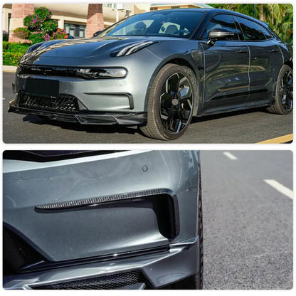 Carbon Fiber Car Front Bumper Canards Air Vent Cover Trims Splitters For Zeekr 001 2021-2023.