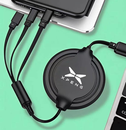 Car 100w Fast Charging Data Cable Scalable 3 In 1 Phone Charger USB Type C for Xpeng