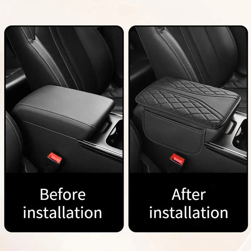 1 piece of PU leather car armrest box pad with side storage bag, fashionable armrest box pad for interior accessories